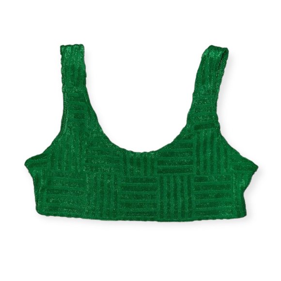 Cider Tops - SHOP CIDER Green Solid Terry Crop Tank Top